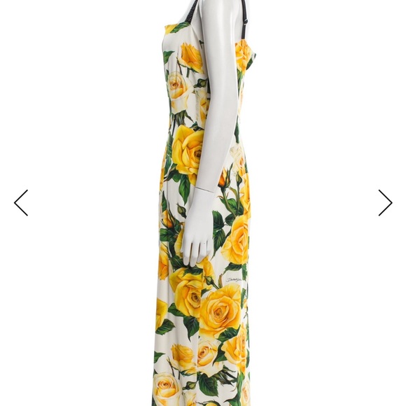Dolce & Gabbana White Maxi Dress with Yellow Floral Print - Picture 3 of 9
